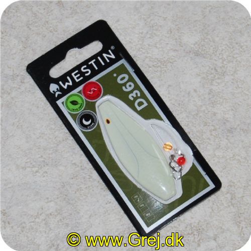 5707549272213 - Westin D360 grader - UV hottie - 10 gram - Ivory - Materiale: Zink - Hvidgul - 5.5 cm lang - Den har en irregulær aktion i vandet. som tiltrækker fiskene