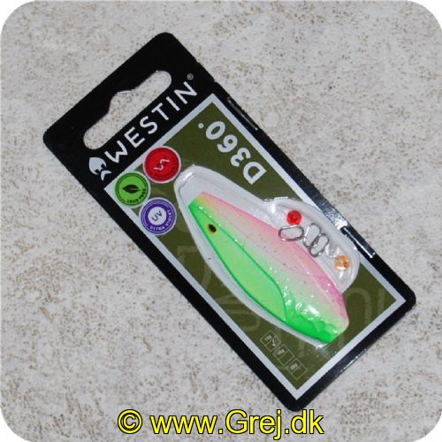 5707549272220 - Magic Minnow D360 grader - UV hottie - 10 gram - Rainbow Treasure - Materiale: Zink - Lysgrøn/gul/pink - 5.5 cm lang - Den har en irregulær aktion i vandet. som tiltrækker fiskene - lyser i vandet