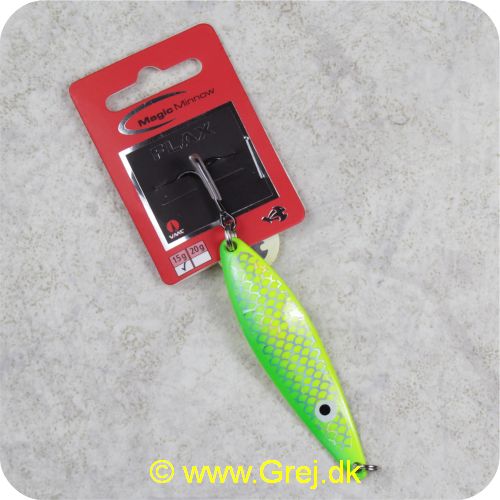 5707549272466 - Magic Minnow Flax blink 15 gram - 75mm - Mee - Grøn/gul