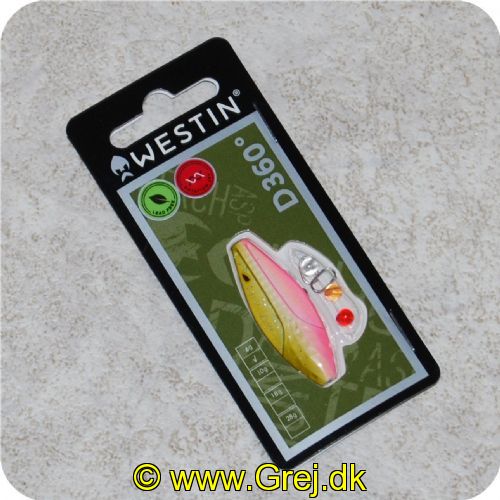 5707549337639 - Westin D360 grader - 40mm - 6 gram - Mykiss - Karry/Pink - Materiale: Zink - Den har en irregulær aktion i vandet. som tiltrækker fiskene