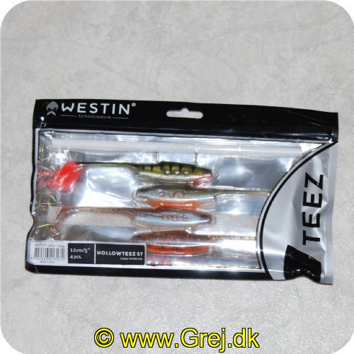 5707549413272 - Westin HollowTeez St (Paddle Tail) 12cm - 4 stk - Clear Water Mix - Stor flexibilitet - Meget aktiv svømmehale - Med lomme til en lokkestofdepot - En genial Gummifisk til alle slags rovfisk - Endeligt et avn hvor man kan kombinere forskellige slags fiskeri se filmen