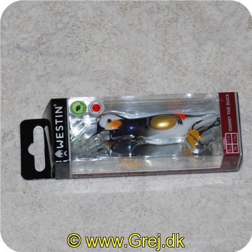 5707549422557 - Westin Danny The Duck - Mandarin Duck - 80mm - 10gr.<BR>
<LI>Japansk Carbon Steel kroge #1/0</LI>
<LI>Intermediate 1.5-2 meter.</LI>
Svømmefødder kan udskiftes og leveres med et sæt reserve fødder.<BR><BR>Denne Wobbler adskiller sig fuldstændig fra andre. Den kan dykke og bevæge sig som en rigtig and. der dykker efter føde mens fødderne bevæger sig som på en rigtig fugl. Når du laver et spinnestop stiger anden til overfladen igen hvor man nemt kan give små ryk som er vist på filmen. Noget af det mest naturlige gang jeg har set i den størrelse af wobbler. 