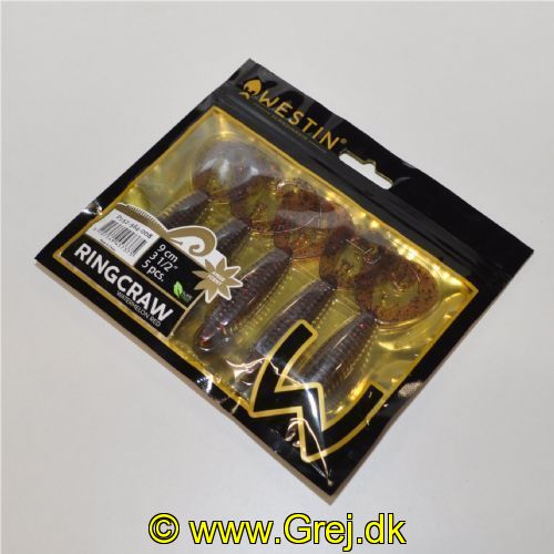 5707549457375 - Westin RingCraw - 9 cm - 5 stk - Watermelon Red - Anise Scent (Lakrids) - Meget aktiv svømmehale - En genial Gummiagn til kystfiskeriet