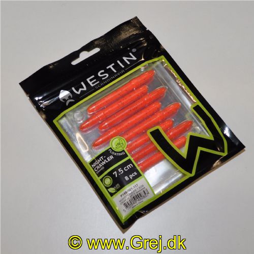 5707549492857 - Westin Nightcrawler - Floating - 8 stk - 7,5cm - Orange - Duft: Banana (Banan)