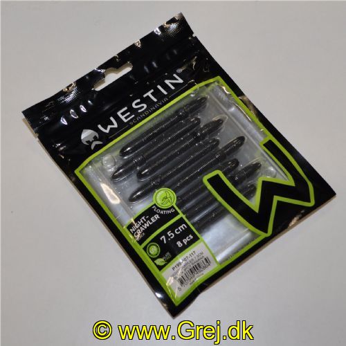 5707549492864 - Westin Nightcrawler - 8 stk - 7,5cm - Black/Sort - Duft: Banan
