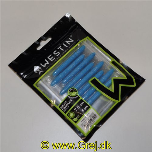 5707549492871 - Westin Nightcrawler - Floating - 8 stk - 7,5cm - White/Hvid - Duft: Banan