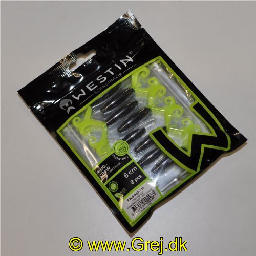 5707549492987 - Westin Ring-Craw - Floating - 8 stk - 6cm - Black/Chartreuse (Sort/Chartreuse) - Duft: Banana (Banan)