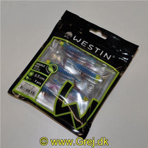 5707549493250 - Westin Needle Bug - Floating - 5 stk - 6,5cm - Blue Chartreuse - Duft: Garlic/Cheese (Hvidløg/Ost)