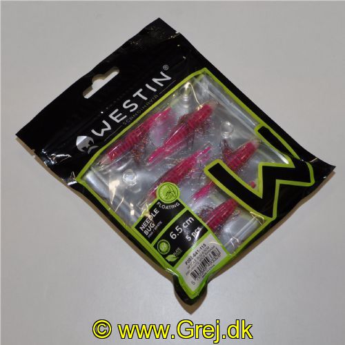 5707549493328 - Westin Needle Bug - Floating - 5 stk - 6,5cm - Pink/White (Pink/Hvid) - Duft: Banana (Banan)