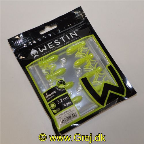 5707549493458 - Westin Termite - Floating - 8 stk - 3,2cm - Chartreuse - Duft: Garlic/Cheese (Hvidløg/Ost)