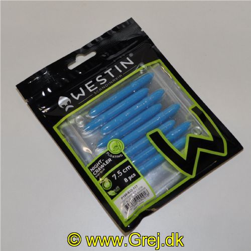 5707549493953 - Westin Nightcrawler - Floating - 8 stk - 7,5cm - White/Hvid - Duft: Garlic/Cheese (Hvidløg/Ost)