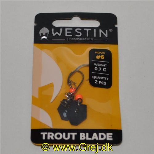 5707549495155 - Tungsten Jighoveder med blad og krog (org. Trout Blade S)- 0,7 gram - Krog #6 - 2 stk - Orange