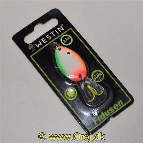 5707549518434 - Fidusen - 2,8 gram - Forside: Hvid/Orange/Rød/Grøn - Bagside: Sort/Rød - Farvenavn: Green/Orange Glow (Ultimate)