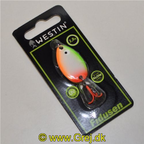 5707549518441 - Fidusen - 2,8 gram - Forside: Hvid/Grøn/Rød/Orange - Bagside: Sort/Orange - Farvenavn: Chartreuse Glow (Ultimate)