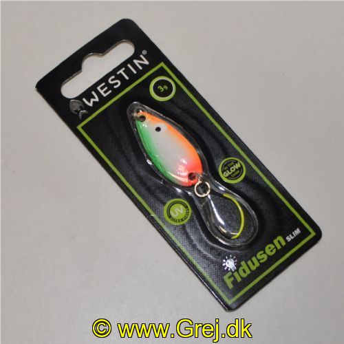 5707549518496 - Fidusen Slim - 3 gram - Forside: Hvid/Orange/Rød/Grøn - Bagside: Sort/Rød - Farvenavn: Green/Orange Glow (Ultimate)