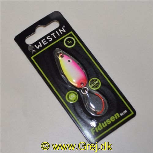 5707549518519 - Fidusen Slim - 3 gram - Forside: Hvid/Pink/Rød/Gul - Bagside: Sort/Pink - Farvenavn: Yellow/Pink Glow (Ultimate)