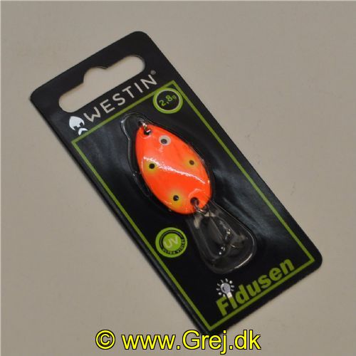 5707549534618 - Fidusen - 2,8 gram - Forside: Orange med pletter - Bagside: Grøn med pletter - Farvenavn: Green/Orange Clown