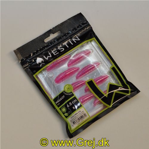 5707549552070 - Westin Maggot - Floating - 8 stk - 4,8cm - Pink - Duft: Banana (Banan)