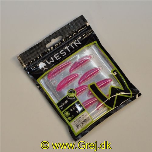 5707549552087 - Westin Maggot - Floating - 8 stk - 4,8cm - Pink - Duft: Garlic/Cheese (Hvidløg/Ost)