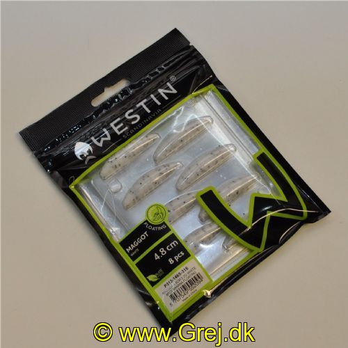 5707549552094 - Westin Maggot - Floating - 8 stk - 4,8cm - Hvid - Duft: Banana (Banan)