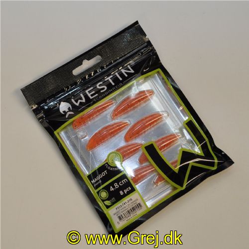 5707549552155 - Westin Maggot - Floating - 8 stk - 4,8cm - Orange - Duft: Banana (Banan)