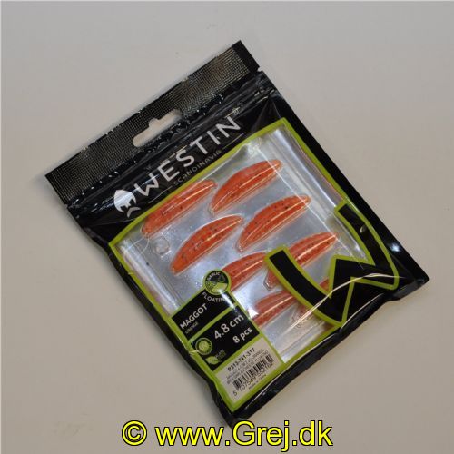 5707549552162 - Westin Maggot - Floating - 8 stk - 4,8cm - Orange - Duft: Garlic/Cheese (Hvidløg/Ost)