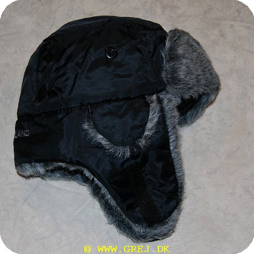 5708389153539 - Korea mis hat - 59 cm - sort med grålig plys - Med øreklapper og øreventil - Meget varm