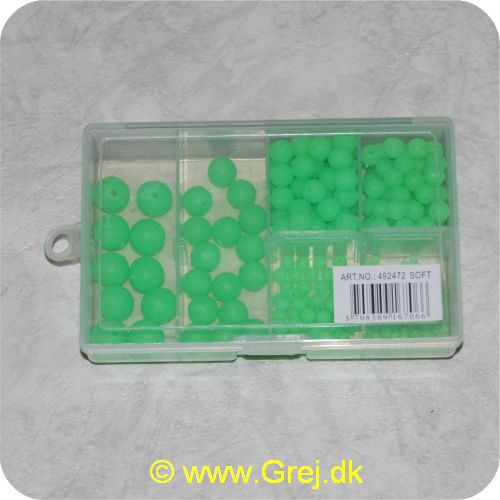 5708389167066 - Grønne soft perler i 6 størrelser - Leveres i æske med 6 rum