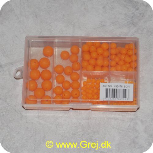 5708389167103 - Orange soft perler i 6 størrelser - Leveres i æske med 6 rum