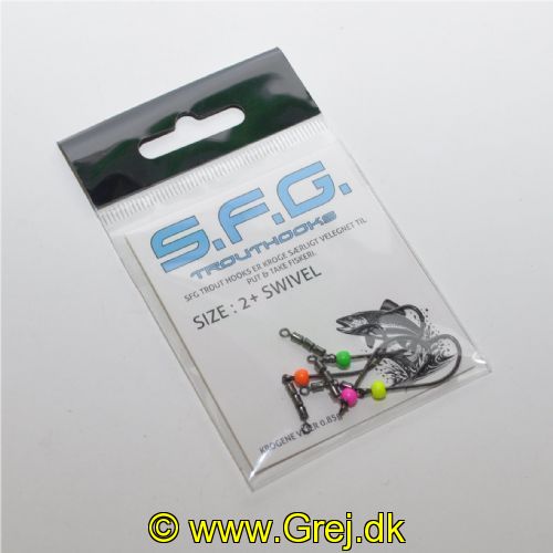 5740028802563 - TroutHooks - Triple Rolling Swivel med enkeltkrog str. 2 på med tungstenhoved på 0,85g - Pak: 4 stk.