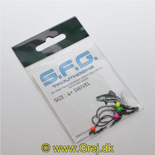 5740028802570 - TroutHooks - Triple Rolling Swivel med enkeltkrog str. 4 på med tungstenhoved på 0,85g - Pak: 4 stk.
