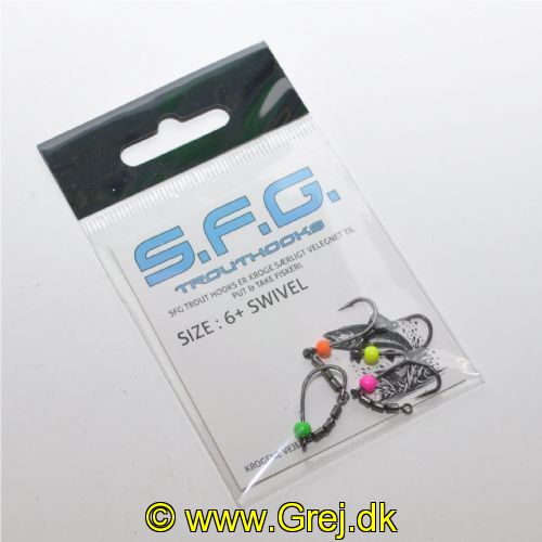 5740028802587 - TroutHooks - Triple Rolling Swivel med enkeltkrog str. 6 på med tungstenhoved på 0,85g - Pak: 4 stk.