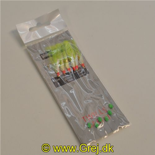 5744003780211 - Twills Sabiki Makrelrig med 6 kroge med skjold og Chartreuse hår med flash - Krog str. 4