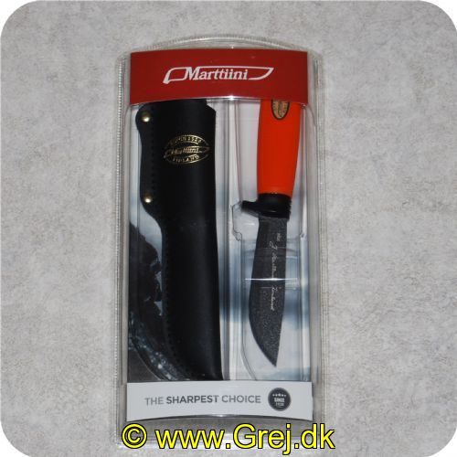 6416885011149 - Marttiini jagtkniv - Orange<BR>
<BR>
De Martef-belagte jagtknive er et fremragende værktøj for jægere.<BR>
<BR>
Den smuds- og fugtafvisende Martef coating reducerer friktionen til nær nul samt beskytter bladet mod korrosion.<BR>
<BR>
På grund af denne belægning bevæger bladet sig ekstremt let gennem kød eller fisk. mens rengøring af bladet efter brug er utrolig let.<BR>
<BR>
Bladet er produceret i rustfritt stål. Det teksturerede gummigreb sikrer et godt greb under krævende forhold.<BR>
<BR>
Skæfte længde: 23cm<BR>
Blad længde: 11cm
