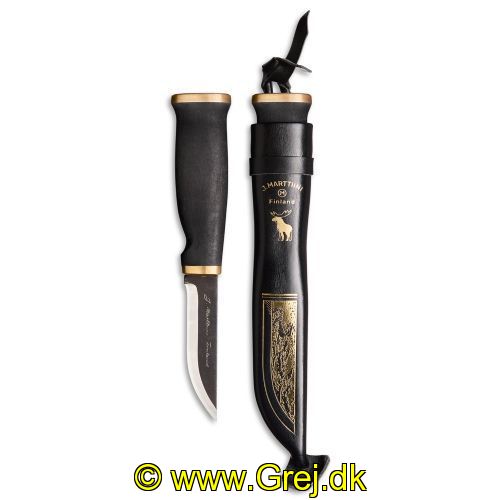 6416885328339 - Marttiini jagtkniv - Moose Sort i sort træ box og sort læder skede - En must for de erfarne jægere