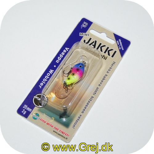 6430073671168 - JAKKI mini wobler - 2,5 cm - 2 gram - Blå/Pink/Gul m/sorte prikker - Arbejdsdybde max 1 meter