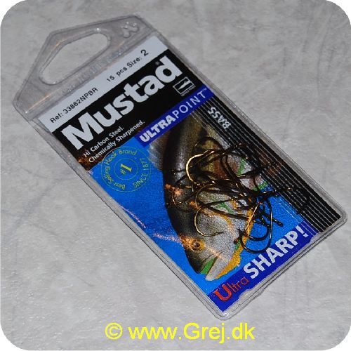 7021560589722 - Mustad Enkelt krog str. 2 - pakke med 15 stk. - Type: Bass - Farve : Brun