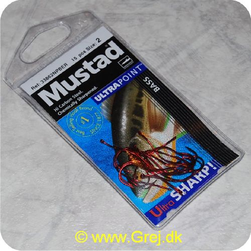 7021560589746 - Mustad Enkelt krog str. 2 - pakke med 15 stk. - Type : Bass