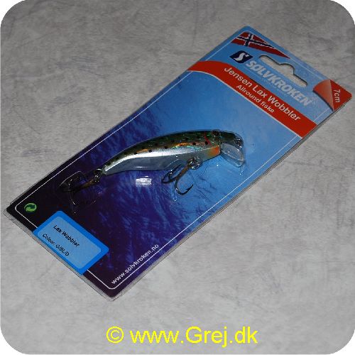 7056961335050 - Jensen Lax Wobler - 7cm - Oliven/blå/sølv med sorte prikker - Holografisk - Wobler med særdeles hissig og æggende gang som mange vil elske, også fisken. - fungerer supert til at fiske efter ørred, laks, søørred og gedde