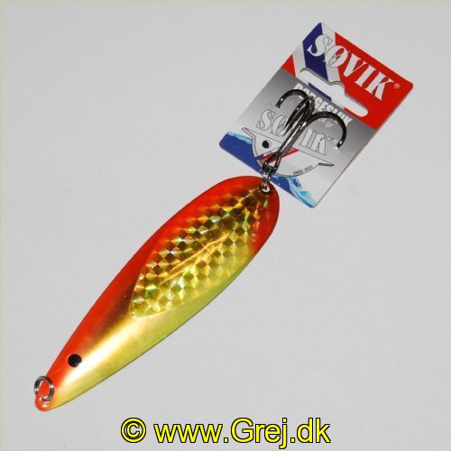 7070795056455 - Trolling/Kystblink - Søvik - Drogesluk - 12 cm - 24g - Orange/Guld/Gul med glimmer og sort øje - 110% PRISGARANTI*
<BR><BR>
* 110% PRISGARANTI overfor alle Danske butikker der har dem på lager