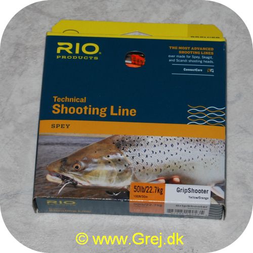 730884190435 - Rio Technical Shooting Line 50lb/22.7kg - Gripshooter - Handlings sektion: 19ft/1.1mm - Fuld længde: 30.5 meter - Gul/Orange - Front loop 