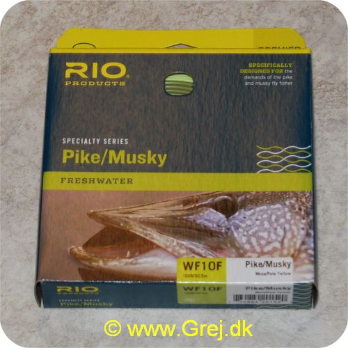 730884201520 - Rio Pike/Musky WF10F geddeflueline - Længde: 30.5m - Hovedlængde: 8.8m - Flydende - Moss/Pale Yellow (gul) - Loops i begge ender