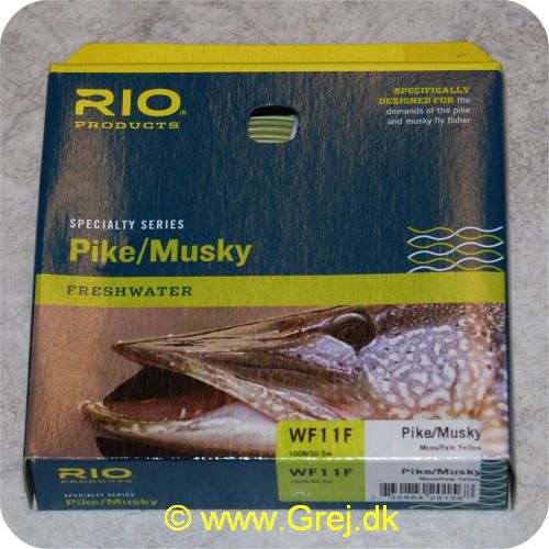 730884201568 - Rio Pike/Musky WF11F geddeflueline - Længde: 30.5m - Hovedlængde: 8.8m - Flydende - Moss/Pale Yellow (gul) - Loops i begge ender