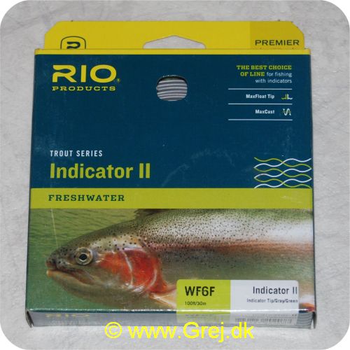 730884202077 - Rio Indicator II Trout Freshwater WF6F - Gray/Green - 100ft/30.5m - Loops i begge ender - Meget let at kaste med
