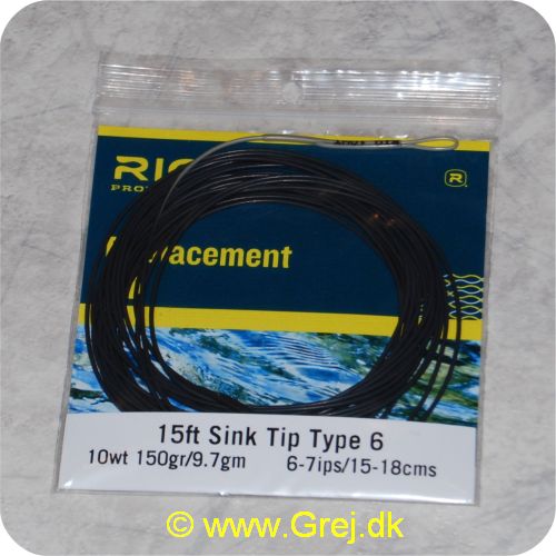 730884204040 - Rio Type 6 Sink Tip - Hovedlængde: 4.6m -line klasse: 10wt - Vægt: 9.7g - Synkerate: 15.24-17.78cm/s - sort/grå loops - RP20404 - til VersiTip og Skagit liner