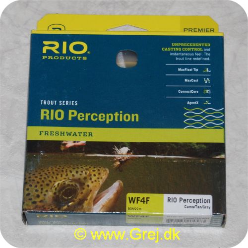 730884204583 - Rio Perception Trout Freshwater WF4F - Camo/Tan/Gray - 90ft/27.4m - Loops i begge ender - Meget let at kaste med
