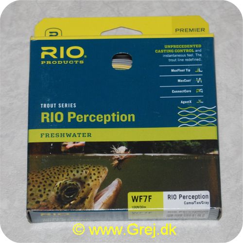 730884204613 - Rio Perception Trout Freshwater WF7F - Camo/Tan/Gray - 100ft/30.5m - Loops i begge ender - Meget let at kaste med