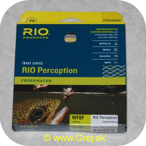 730884204620 - Rio Perception Trout Freshwater WF8F - Camo/Tan/Gray - 100ft/30.5m - Loops i begge ender - Meget let at kaste med - RP20462
