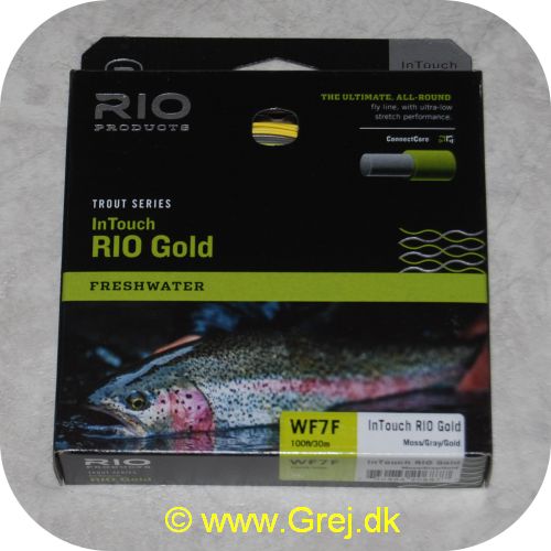 730884206877 - In Touch Rio Gold WF7F - 100ft/30.5m - Moss/gray/gold - Den ultimative all-round flueline med ultra lav stretch performance for mere præcise kast - Hovedlængde: 14.6 meter - Flydende