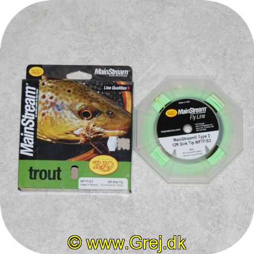 730884208321 - Rio Main Stream Trout - WF7F/S3 - 12ft Sink Tip - (7-10cm/s)- Brun/Lemon grøn